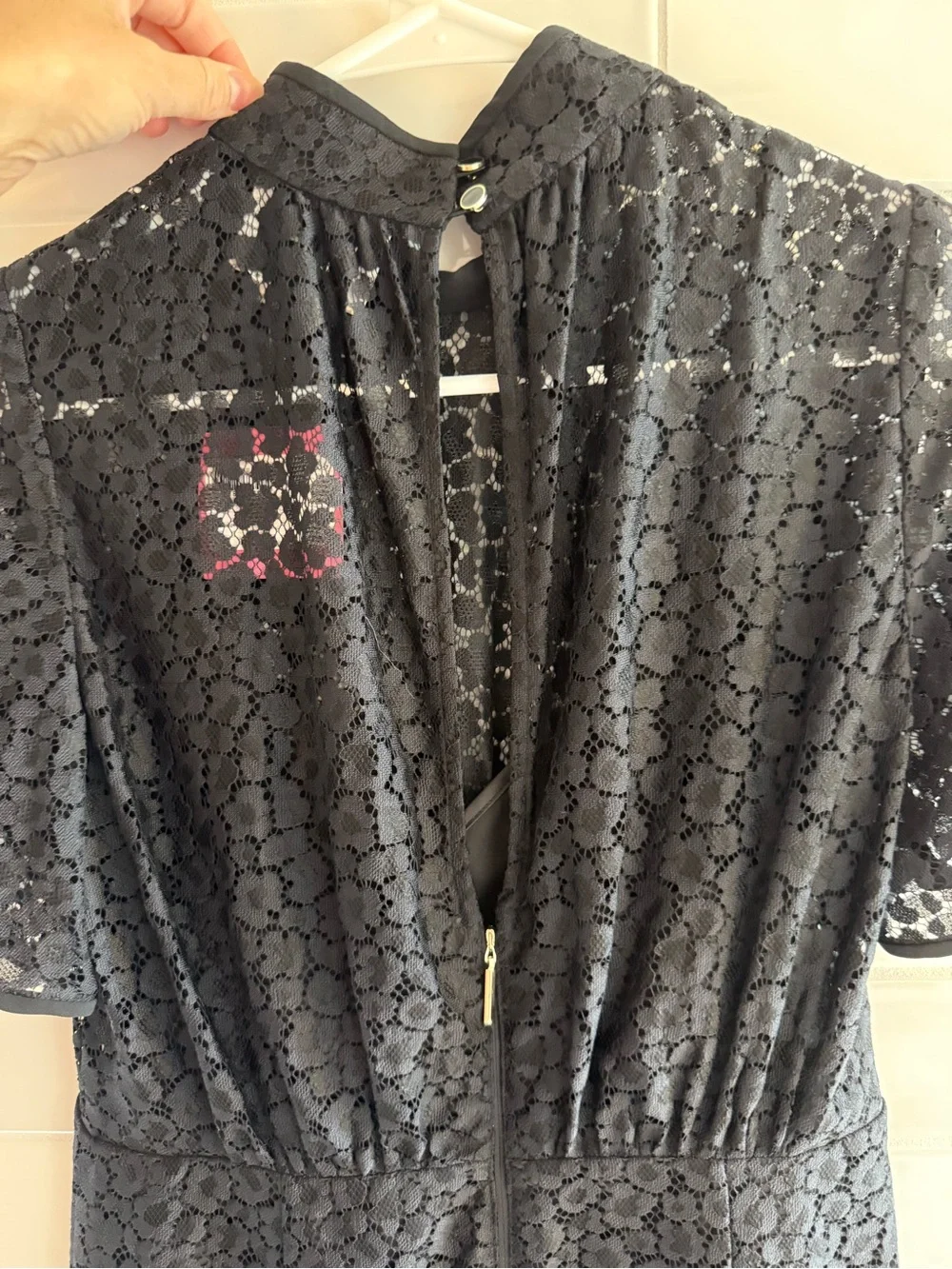 kate spade Flora Leopard Lace Black Short Sleeve Fit-and-Flare Mini Dress